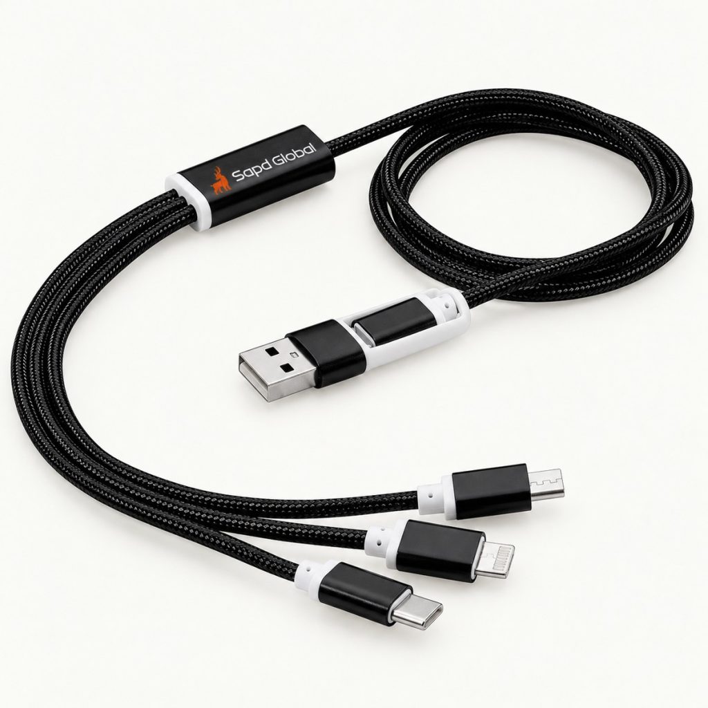 Versatile charging cable with SAPD Global logo